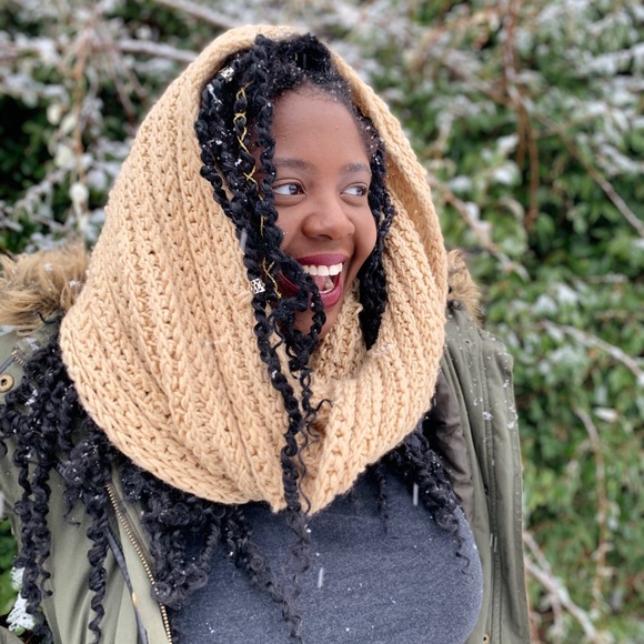 Tan Double Loop Infinity Scarf - Picture 2 of 5